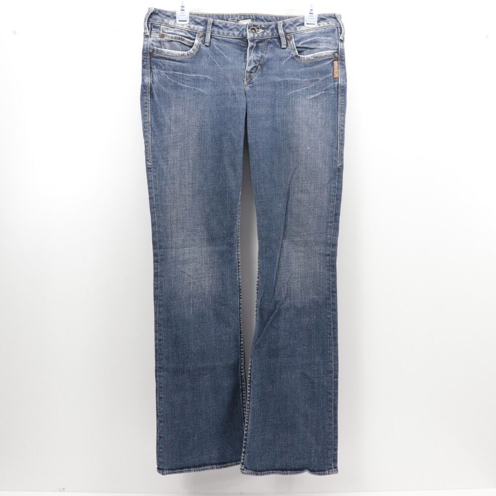 Silver Jeans Women’s Size 28 X 31 L Kyle Dark Wash Boot Cut Embroidered Pockets